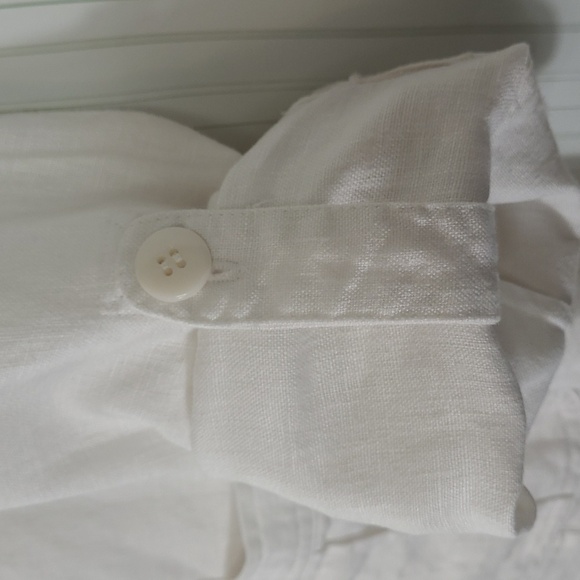 CHARTER Club 100% Linen Button Down Roll Tab Sleeve Shirt Jacket White Shacket - Picture 4 of 7